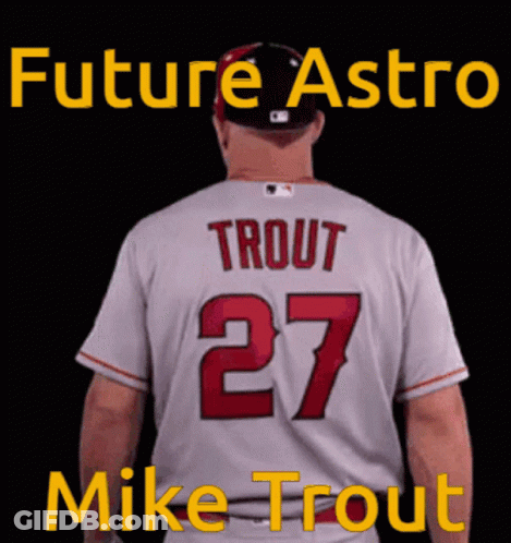 A Baseball Player Named Mike Trout Is Wearing A Number 27 Jersey GIF
