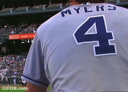 A Baseball Player Named Myers Wears A Number 4 Jersey GIF