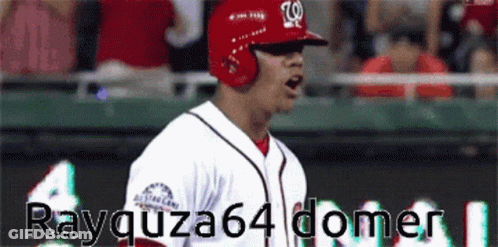 A Baseball Player Named Rayquza64 Domer Is Standing On The Field GIF