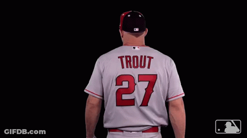 A Baseball Player Named Trout Is Wearing A Number 27 Jersey GIF