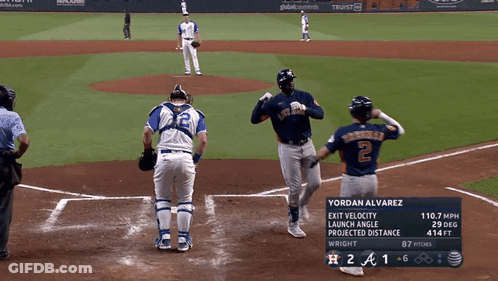 A Baseball Player Named Yordan Alvarez Is Standing On The Base GIF