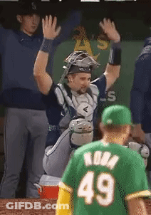 A Baseball Player Wearing A Green Jersey With The Number 49 GIF