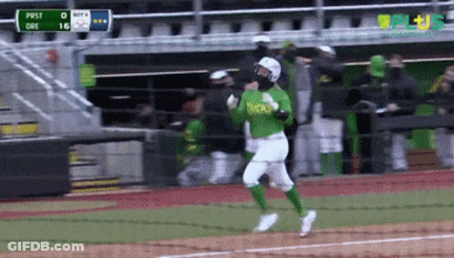 A Baseball Player Wearing A Green Uniform That Says Buckeyes On It GIF