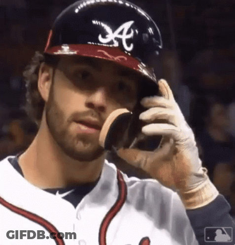 A Baseball Player Wearing A Helmet With A Letter A On It GIF