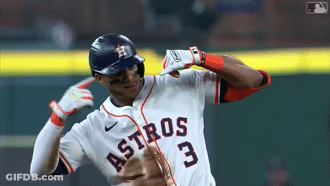 A Baseball Player Wearing A Jersey That Says Astros 3 GIF