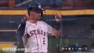 A Baseball Player Wearing A Jersey That Says Astros GIF