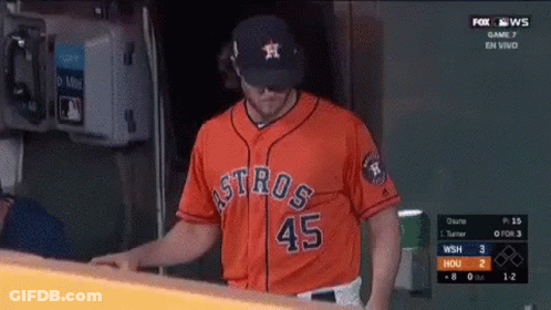 A Baseball Player Wearing A Jersey That Says Astros On It GIF