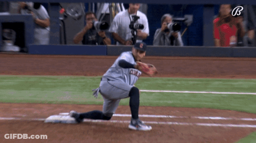 A Baseball Player Wearing A Jersey That Says ' Astros ' On It GIF