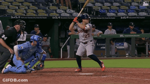 A Baseball Player Wearing A Jersey That Says Astros On It GIF