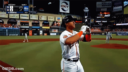 A Baseball Player Wearing A Jersey That Says ' Astros ' On The Front GIF