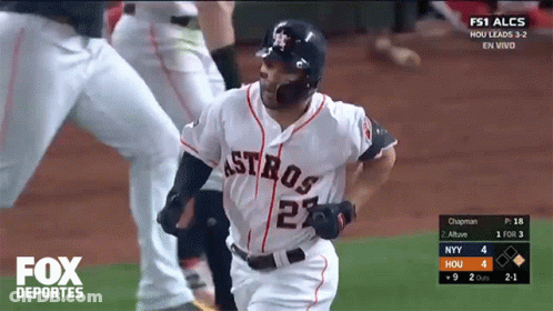 A Baseball Player Wearing A Jersey That Says Astros GIF