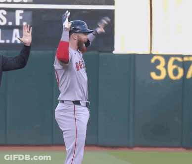 A Baseball Player Wearing A Jersey That Says Boston GIF