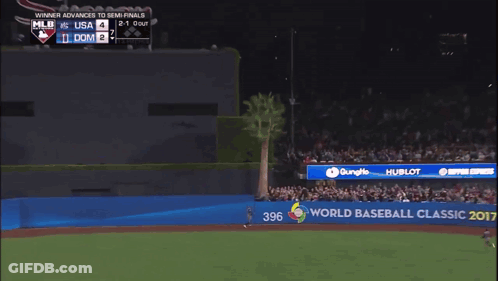A Baseball Player Wearing A Jersey That Says ' Dominican ' On It GIF