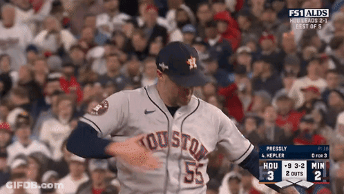 A Baseball Player Wearing A Jersey That Says Houston 55 On It GIF