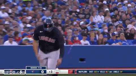 A Baseball Player Wearing A Jersey That Says Indianapolis Is Standing On The Field GIF