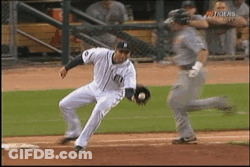 A Baseball Player Wearing A Jersey That Says ' Ny ' On It GIF