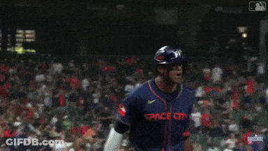 A Baseball Player Wearing A Jersey That Says Space City On It GIF
