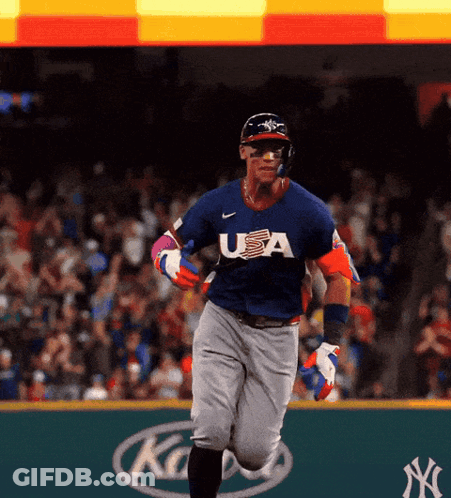 A Baseball Player Wearing A Jersey That Says Usa GIF