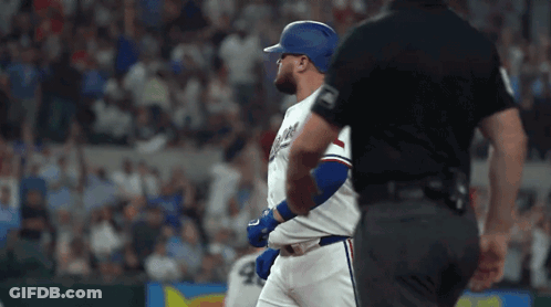 A Baseball Player Wearing A Jersey With The Word Kings On It GIF