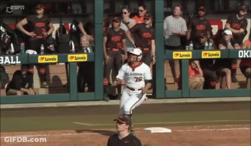 A Baseball Player Wearing A Oklahoma Jersey Runs To The Base GIF