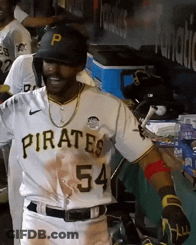 A Baseball Player Wearing A Pirates Jersey And Number 54 GIF