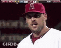 A Baseball Player Wearing A Red A Hat GIF