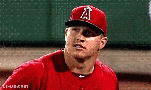 A Baseball Player Wearing A Red Cap With A Letter A On It GIF