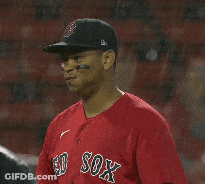 A Baseball Player Wearing A Red Sox Jersey GIF