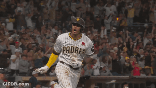 A Baseball Player Wearing A San Diego Padres Uniform GIF