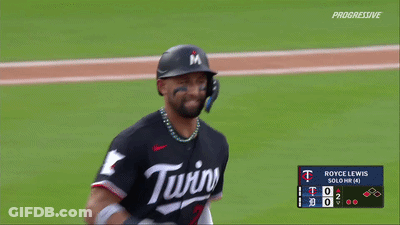 A Baseball Player Wearing A Twins Jersey Is Standing On The Field GIF