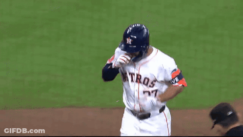 A Baseball Player Wearing A White Astros Jersey GIF