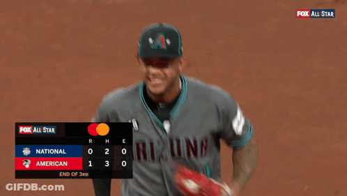A Baseball Player Wearing An Arizona Jersey Is Running On The Field GIF