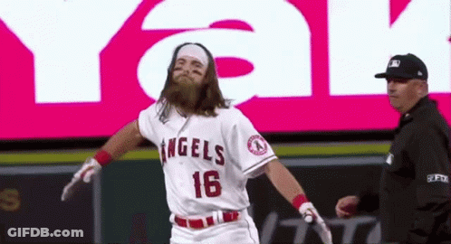 A Baseball Player With A Beard Is Wearing A Number 16 Jersey GIF