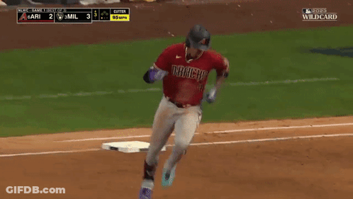 A Baseball Player With Ari On His Jersey Is Running On The Base GIF