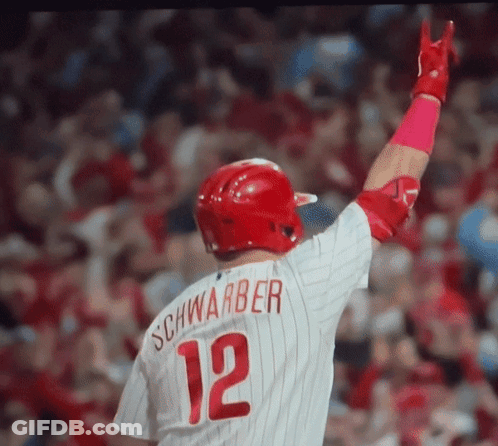 A Baseball Player With Schwarber 12 On His Back GIF