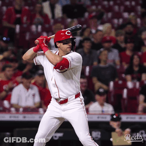 A Baseball Player With The Letter C On His Hat GIF