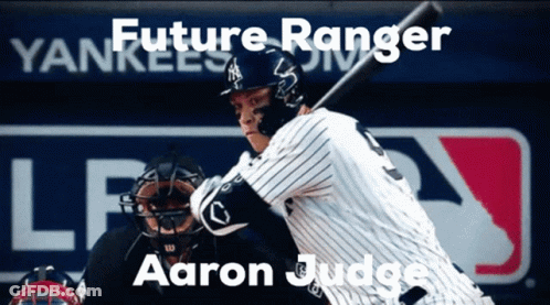 A Baseball Player With The Name Aaron Judge On The Bottom Right GIF