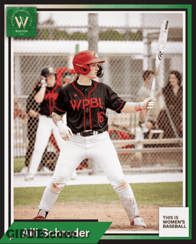 A Baseball Player With The Name Alli Schrader On The Bottom GIF