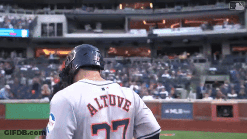 A Baseball Player With The Name Altove On His Back GIF