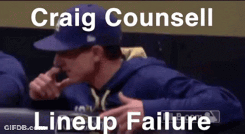 A Baseball Player With The Name Craig Counsell On The Top GIF