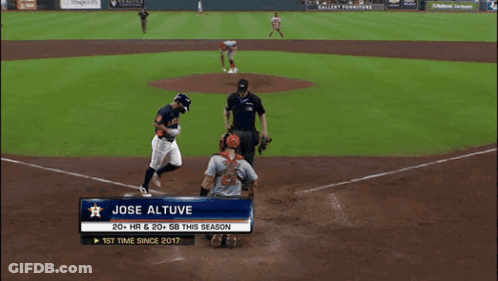 A Baseball Player With The Name Jose Altuve On His Jersey GIF