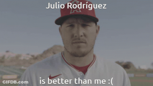 A Baseball Player With The Name Julio Rodriguez On The Bottom GIF