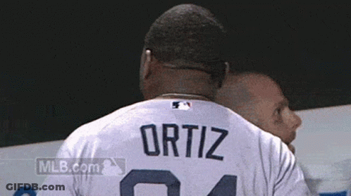 A Baseball Player With The Name Ortiz On His Shirt GIF