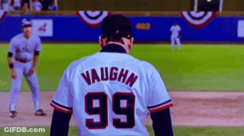 A Baseball Player With The Name Vaughn On His Back GIF