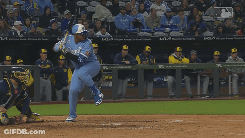 A Baseball Player With The Number 13 On His Jersey Swings At A Ball GIF