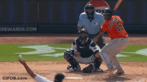 A Baseball Player With The Number 15 On His Jersey Is At Bat GIF