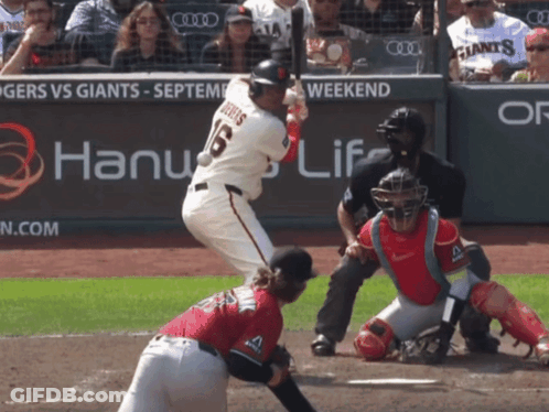 A Baseball Player With The Number 16 On His Jersey Swings At A Ball GIF