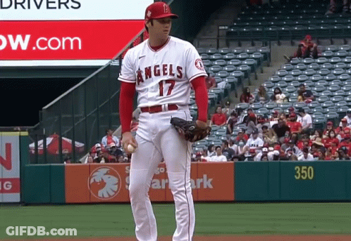 A Baseball Player With The Number 17 On His Jersey Stands On The Field GIF