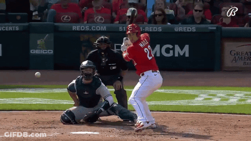 A Baseball Player With The Number 24 On His Jersey Swings At A Ball GIF
