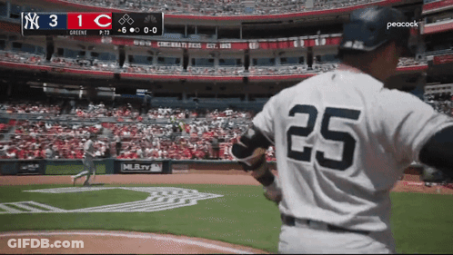 A Baseball Player With The Number 25 On The Back Of His Uniform GIF